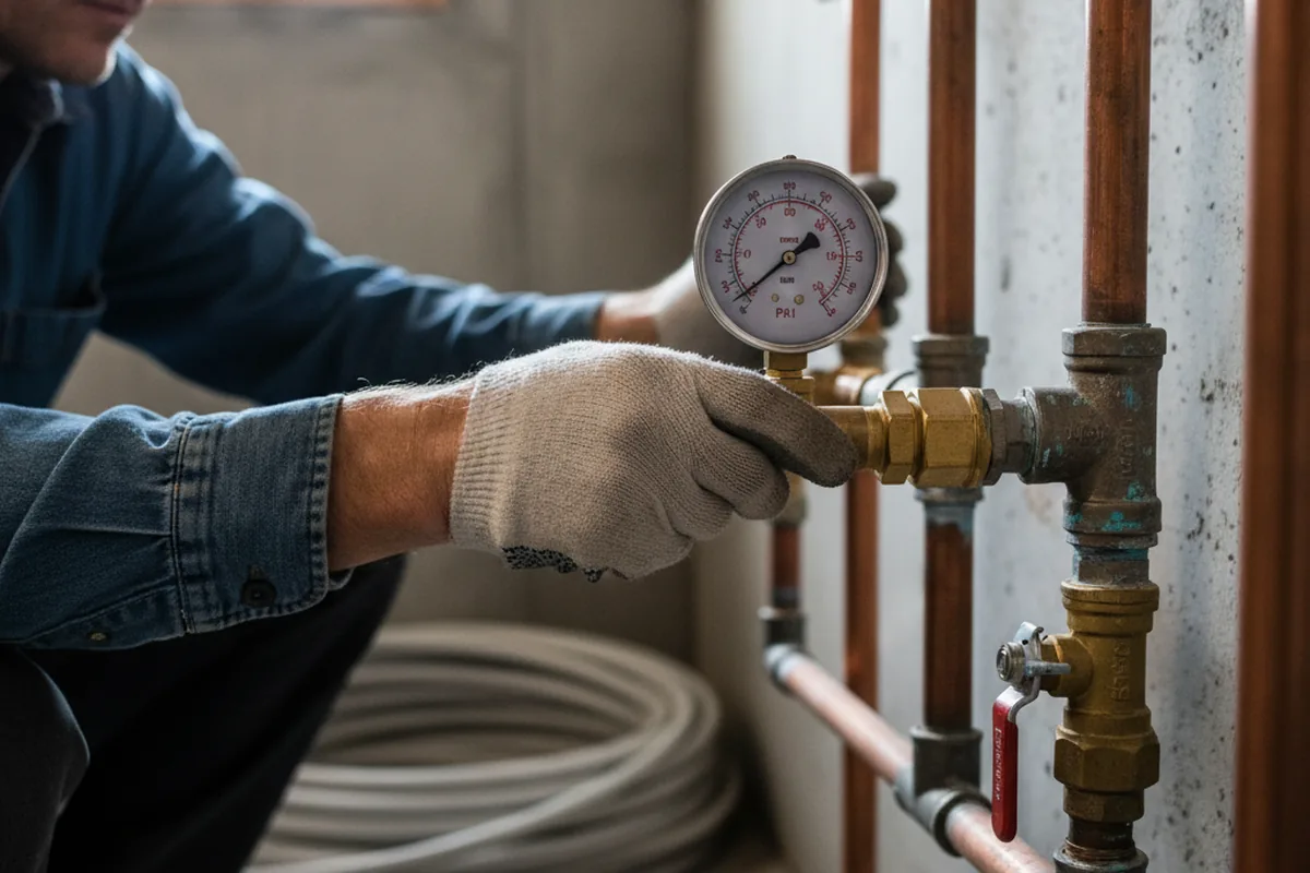 Pressure testing a repaired line during Water Line Repair in Groveton
